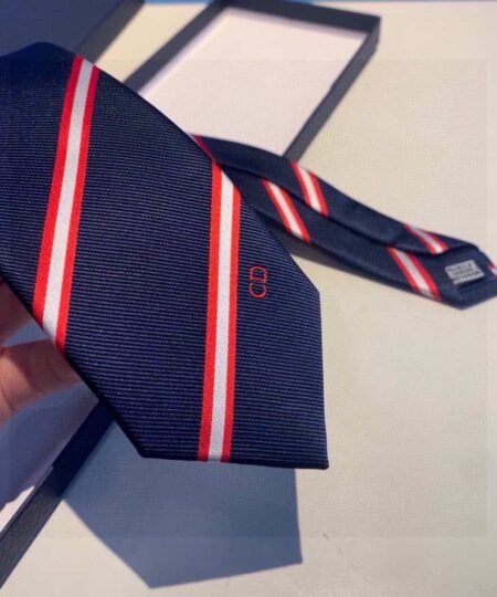 Alternative view of Dior Tripe Silk Poly Tie Necktie Blue Dior Men Tie