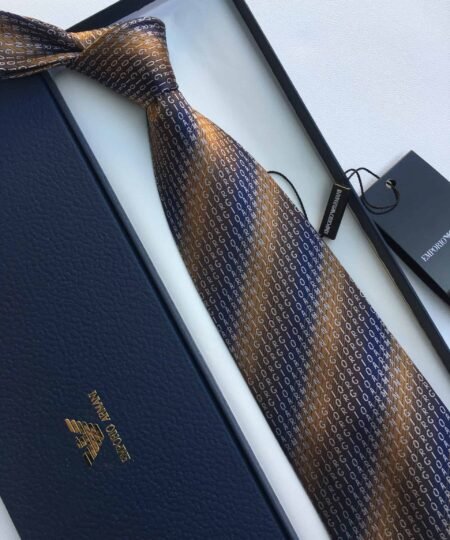 Alternative view of Armani Tie With Embroidered Text Brown Armani Men Tie