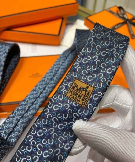 Alternative view of Hermes Tie 7 Galop En Vrac Twillbi Tie Light Navy Hermes Men Tie