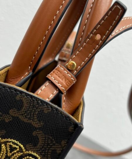Alternative view of Celine Mini Folco In Triomphe Canvas With Triomphe Heart Embroidery Brown For Women 8in/20cm