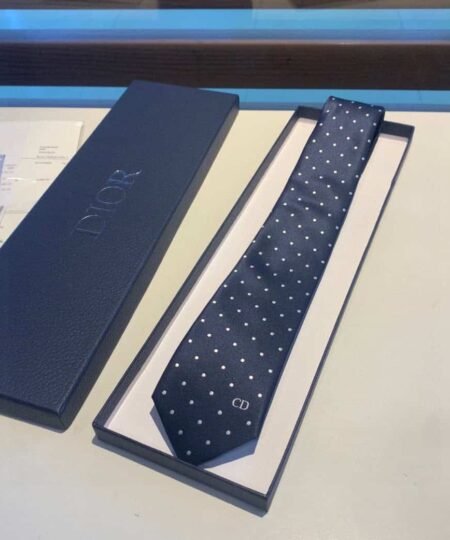 Dior Silk Dot Pattern Tie  Blue Dior Men Tie