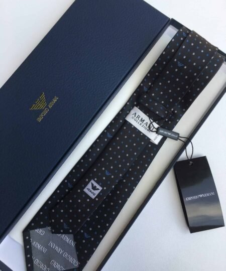 Alternative view of Armani Silk Tie With Geometric Motif Midnight Blue Armani Men Tie