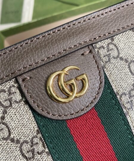 Alternative view of Gucci Ophidia Mini Shoulder Bag Beige/Ebony GG Supreme Canvas Green And Red Web Detail Brown For Women 7.5in/19cm GG 602676 K05NB 8745