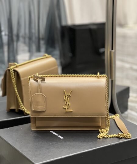 Saint Laurent Sunset Medium Chain Bag For Women 8.6in/22cm Dark Beige YSL 442906D420W2721