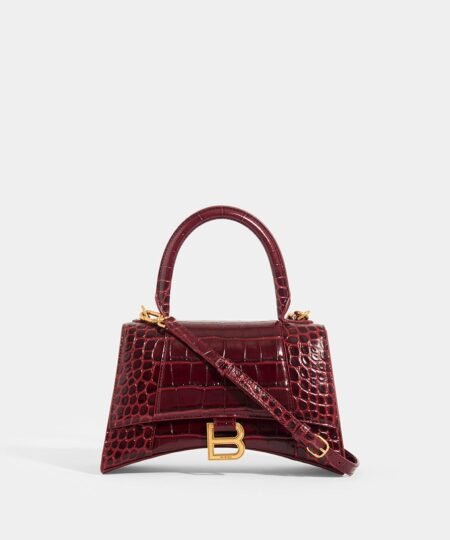 Balenciaga Hourglass Small Handbag In Burgundy, For Women, Women's Bags 9in/23cm 5935461LRGM6211