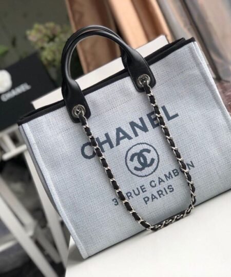 Alternative view of Chanel Deauville Tote 38cm White Gray For Women A66941