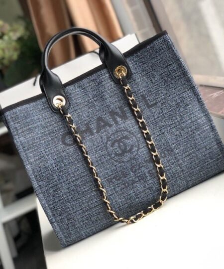 Alternative view of Chanel Deauville Tote 38cm Blue/Black For Women A66941