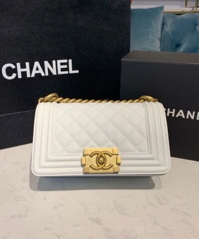 Chanel Small Boy Handbag White For Women, Women's Bags, Shoulder And Crossbody Bags 7.8in/20cm A67085