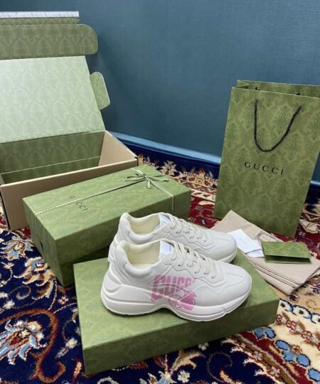 Gucci Women's Rhyton Sneakers With Lemon Gucci White Ivory For Women 684899