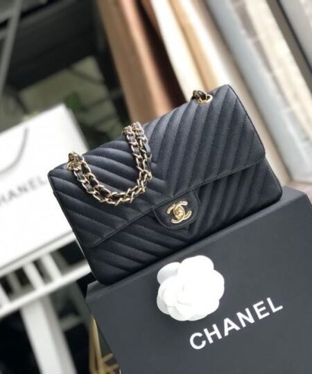 Alternative view of Chanel Chevron Classic Handbag Gold Toned Hardware Black For Women, Women?s Bags, Shoulder And Crossbody Bags 10.2in/26cm
