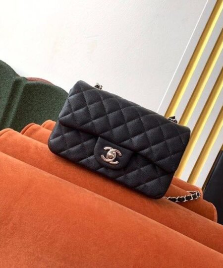 Chanel Small Classic Handbag Silver Toned Hardware Black For Women, Women's Bags, Shoulder and Crossbody Bags 7.8in/20cm A01113