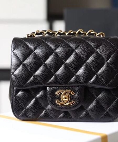 Chanel Classic Mini Flap Bag Gold Toned Hardware Black For Women 6.7in/17cm