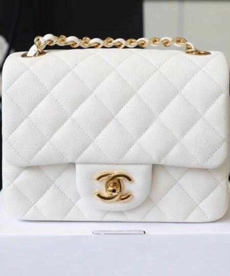 Chanel Classic Mini Flap Bag Golden Hardware White For Women 6.6in/17cm A35200