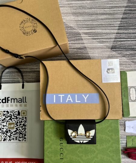 Gucci x Adidas Card Case With Horsebit Black For Women, Women's Bags 4.2in/11cm GG