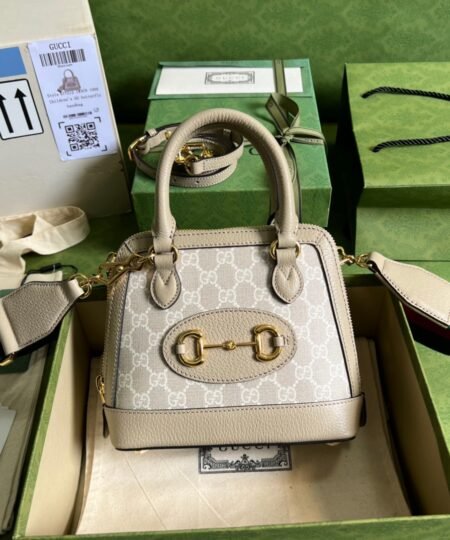Gucci Horsebit 1955 GG Mini Bag Beige For Women, Women's Bags 7.9in/20cm GG 677212 UULAG 9682