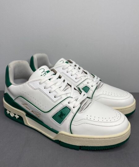 Louis Vuitton Trainer Sneaker Mix Of Materials White/Green For Men LV