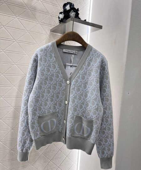 Dior Logo Cardigan Grey For Women