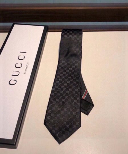 Gucci GG Pattern Silk Tie Black GG Men Tie 456520 4B002 1000