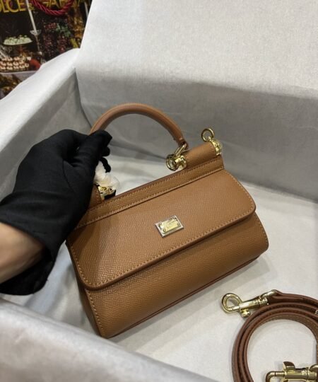 Alternative view of Dolce Gabbana Small Sicily Bag In Dauphine Brown For Women 7.5in/19cm DG
