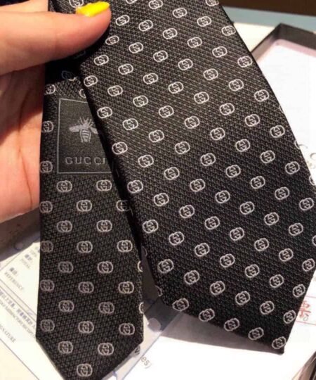 Alternative view of Gucci Interlocking G Silk Jacquard Tie Drak Grey GG Men Tie 672464 4E002 1169