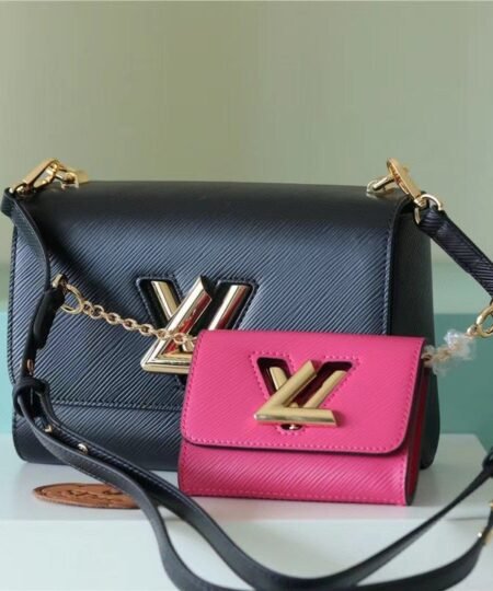Louis Vuitton Twist MM Bag, Shoulder and Cross Body Bags For Women Black / Fuchsia 9.1in/23cm LV M59885