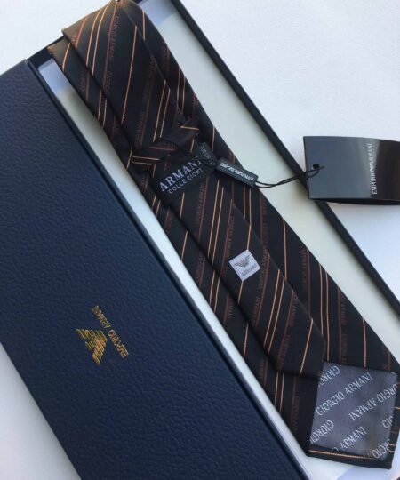 Alternative view of Armani Tie With Embroidered Text Black Armani Men Tie