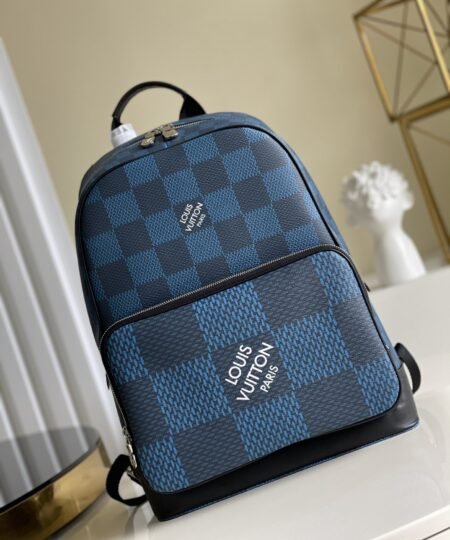 Louis Vuitton Campus Backpack Damier Graphite 3D Canvas Blue For Men, Men's Bags 39cm LV N50008