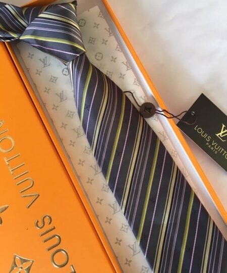 Louis Vuitton Thin Tripes Tie Black Lv Men Tie