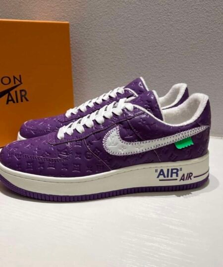 Alternative view of Louis Vuitton x Nike "Air Force 1" By Virgil Abloh in Purple and White Sneaker For Men, Men's Shoes