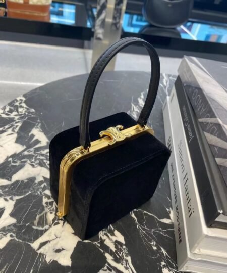 Alternative view of Celine Triomphe Hardshell Velvet Bag Black For Women 4in/10cm