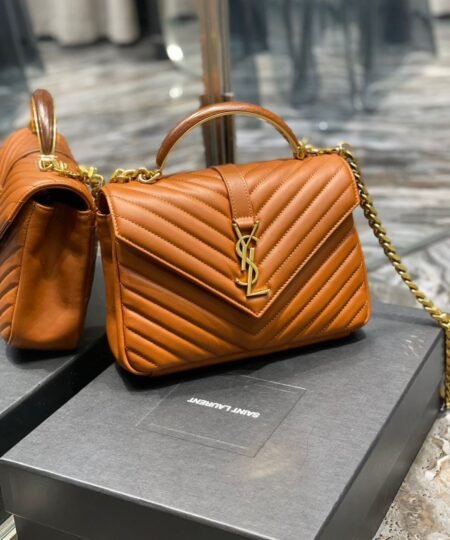 Alternative view of Saint Laurent College Medium Chain Bag Brown Gold Toned Hardware For Women 9.4in/24cm YSL 600279BRM076309