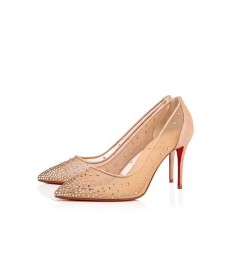 Christian Louboutin Follies Strass Beige For Women 1190715F065