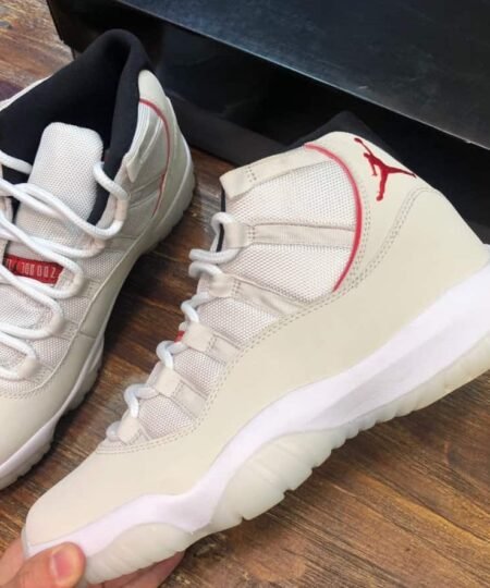 Nike Air Jordan 11 Retro White and Red Sneaker For Men, Men's Shoes