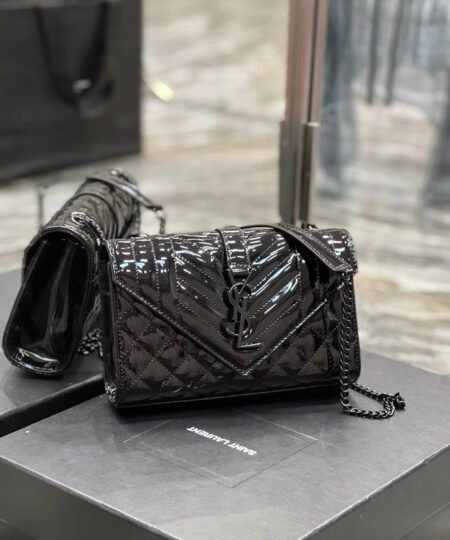Alternative view of Saint Laurent Envelope Small Bag Black In Mix Matelasse Grain De Poudre Embossed Material For Women 8.2in/21cm YSL