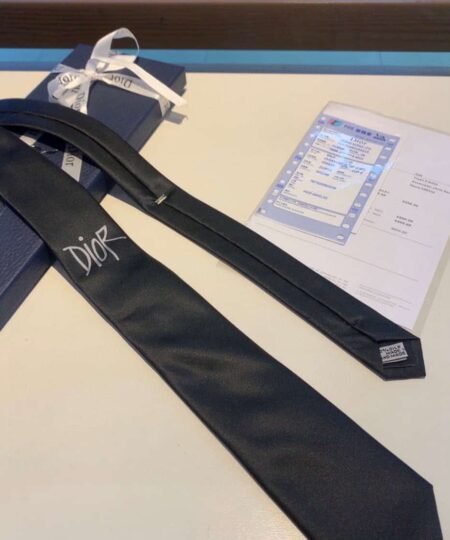Alternative view of Dior Silk Tie With "Dior" Motifs Black Dior tie