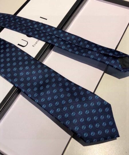 Gucci Interlocking G Silk Jacquard Tie Blue GG Men Tie