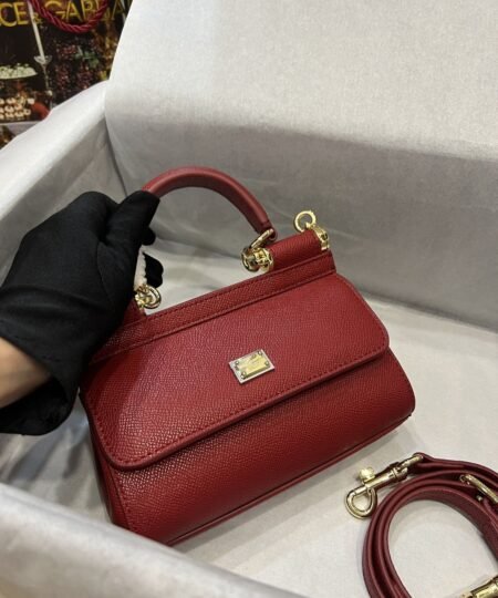 Alternative view of Dolce Gabbana Small Sicily Bag In Dauphine Red For Women 7.5in/19cm DG