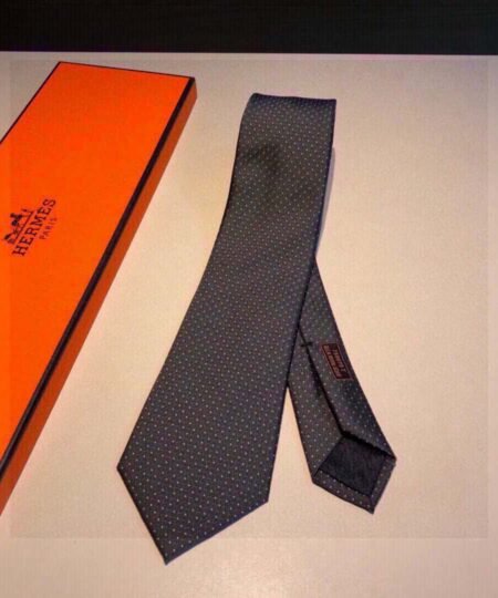 Hermes Tie 7 Faconnee New H Tie Noir Hermes Men Tie H036201T 01