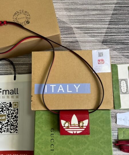 Gucci x Adidas Card Case With Horsebit Red For Women, Women's Bags 4.2in/11cm GG