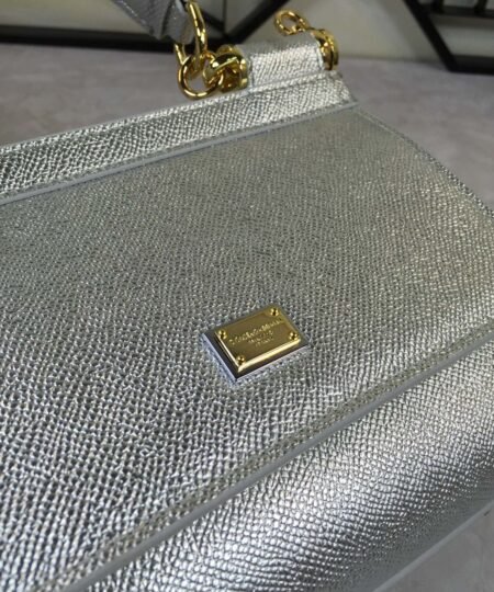 Alternative view of Dolce & Gabbana Medium Sicily Handbag In Dauphine Silver For Women 10.2in/26cm DG