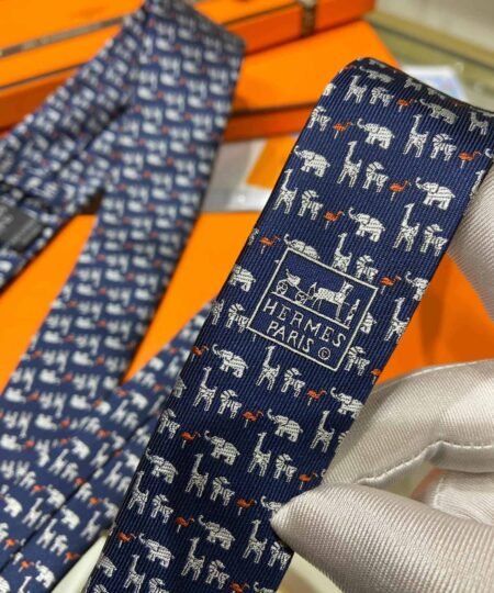 Alternative view of Hermes Animal Motif Tie Marine Hermes Men Tie