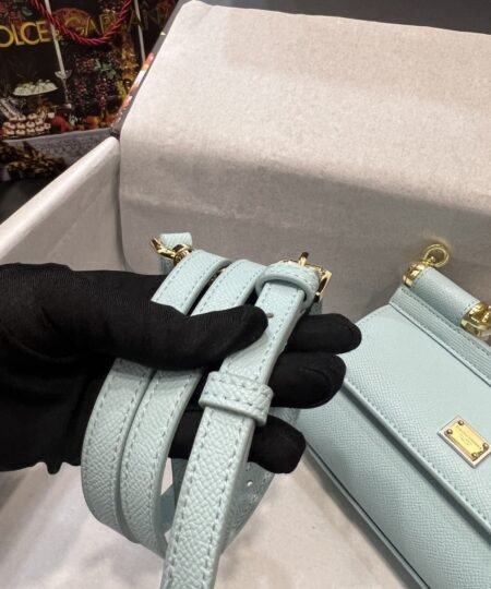 Alternative view of Dolce Gabbana Small Sicily Bag In Dauphine Azure For Women 7.5in/19cm DG