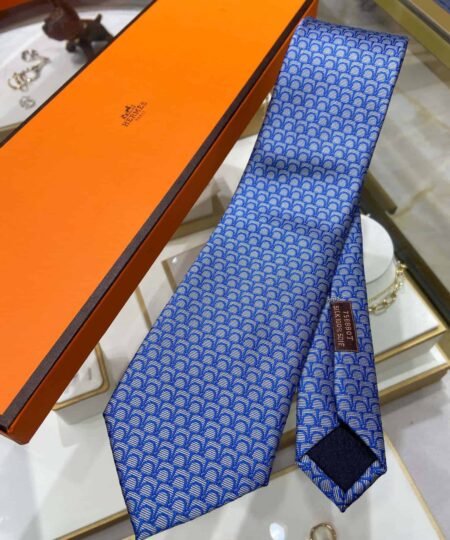 Alternative view of Hermes Tie 7 Horseshoes Tie Blue Hermes Men Tie