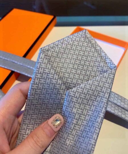 Alternative view of Hermes Faconnee H 24 Tie Grey Hermes Men Tie  H030190T 08