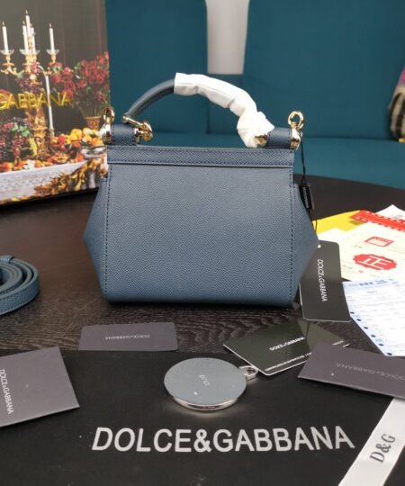Alternative view of Dolce Gabbana Small Sicily Bag In Dauphine Blue For Women 7.5in/19cm DG