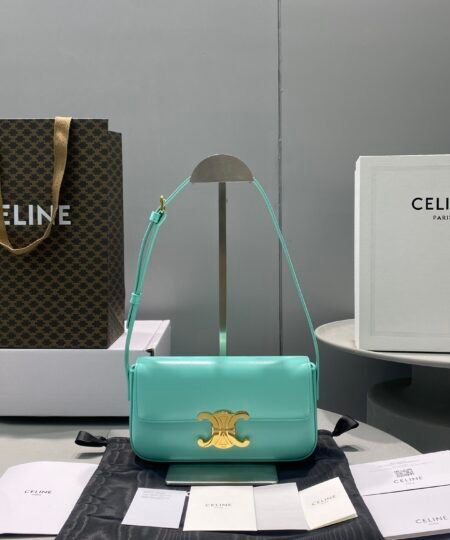 Celine Triomphe Shoulder Bag Mint Green For Women 8in/20cm