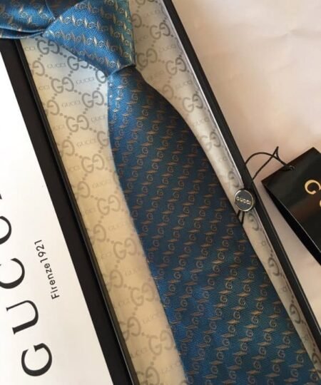 Gucci G Silk Jacquard Tie Blue GG Men Tie