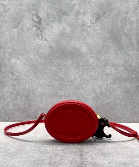 Celine Crossbody Oval Purse Cuir Triomphe Red For Women 6in/16cm