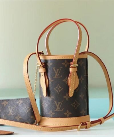 Louis Vuitton Nano Bucket Bag Monogram Canvas Brown For Women Brown 6.7in/17cm LV