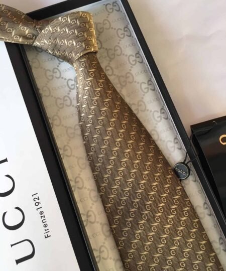 Gucci G Silk Jacquard Tie Yellow Copper GG Men Tie